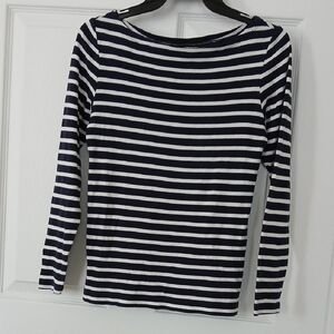 GAP Navy and White Striped Long Sleeve Tee